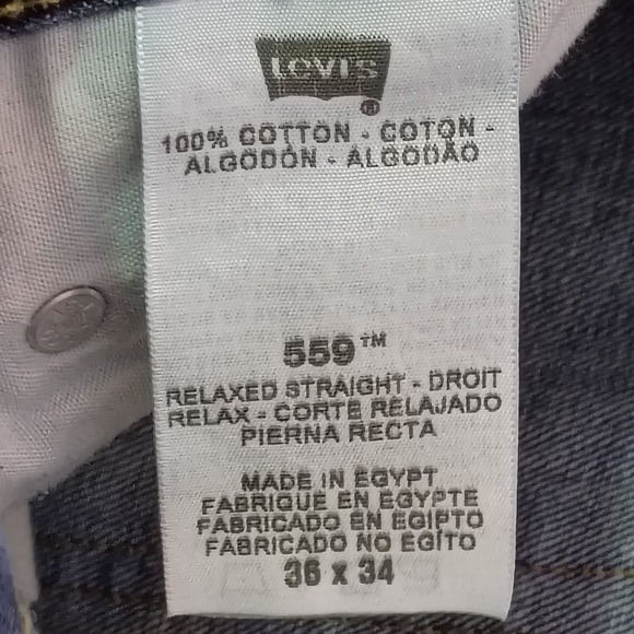 Levis 559 Relaxed Straight Jeans Mens 36x34 Dark Wash Blue Denim fits 36x32 - Picture 14 of 16